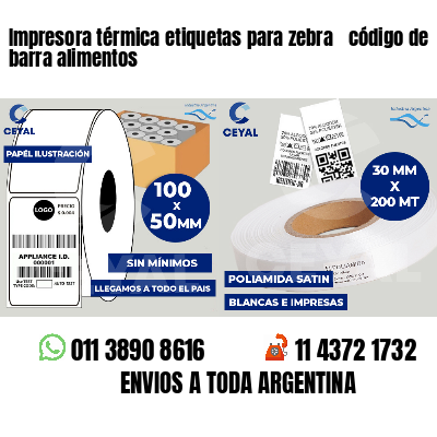 Impresora térmica etiquetas para zebra  código de barra alimentos